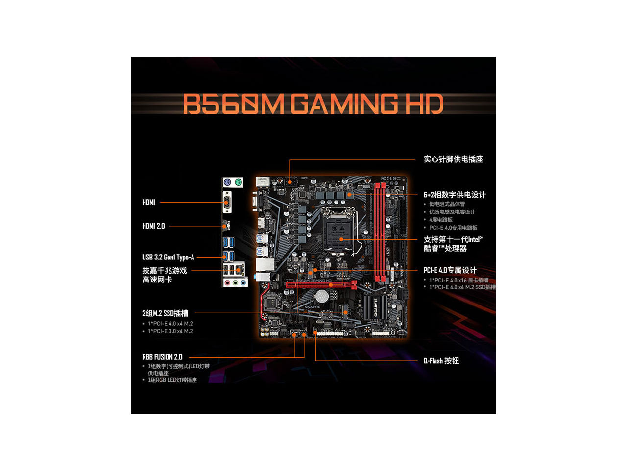GIGABYTE B560M GAMING HD CPU 11700F/11600KF/11400F 64GB DDR4 2400