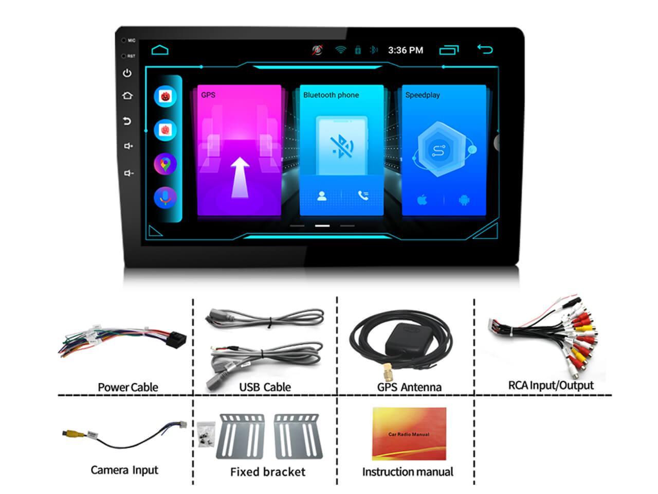 Binize Android 10 Double Din Car Stereo 10.1 Inch Compatible with Apple