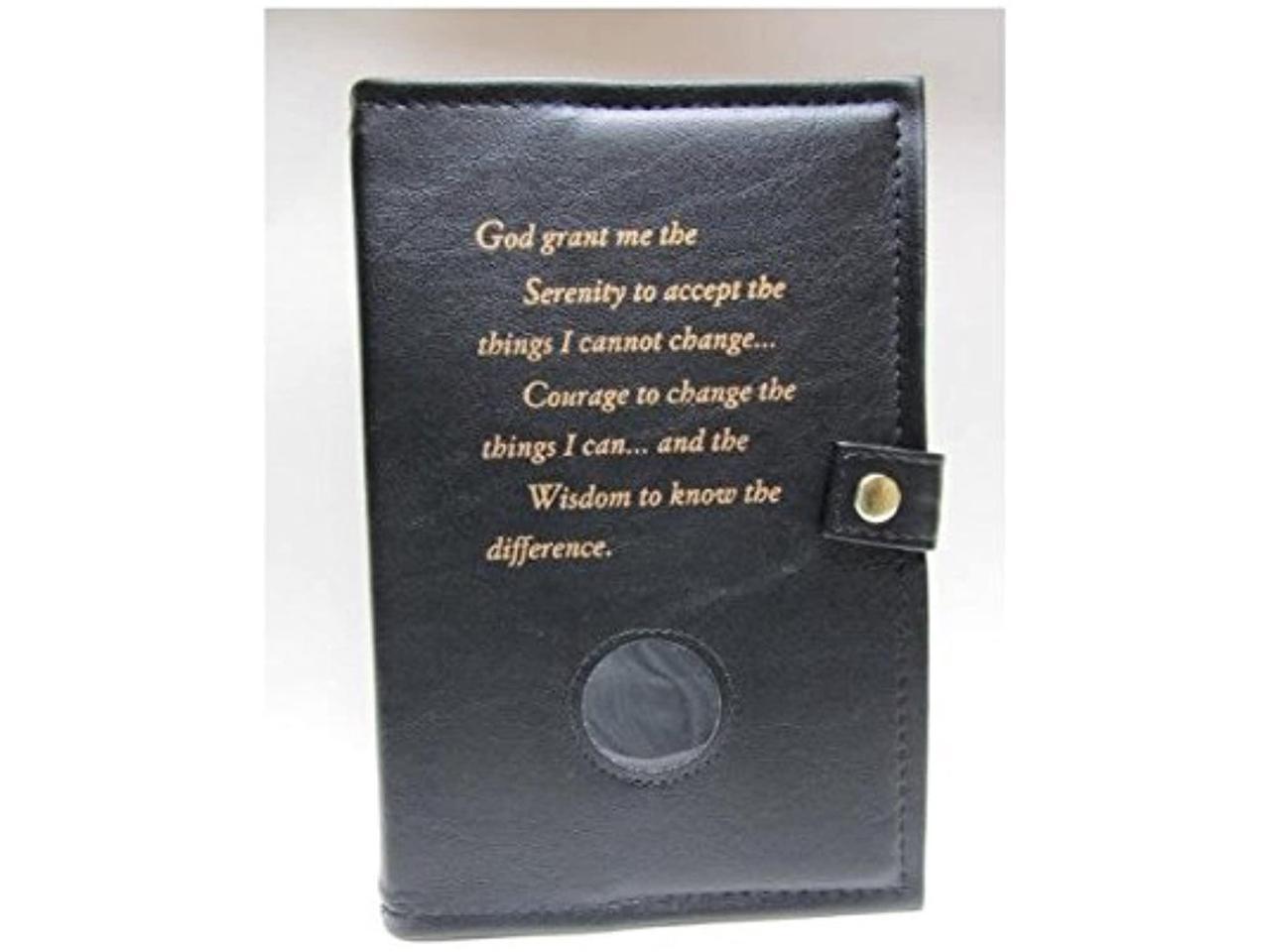 Deluxe Double Alcoholics Anonymous AA Big Book & 12 Steps & 12 Traditions Book Cover Medallion Holder Brown 