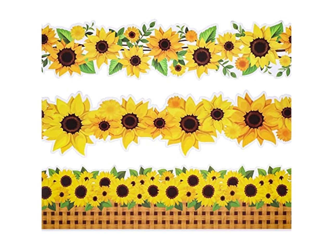 Sunflower Border Fall Bulletin Board Classroom Bulletin Border Wall Decor Sign Sunflower Garland Die Cut Border Classroom Decor Border with Leaves for Baby Shower Party Decor 39 Ft 