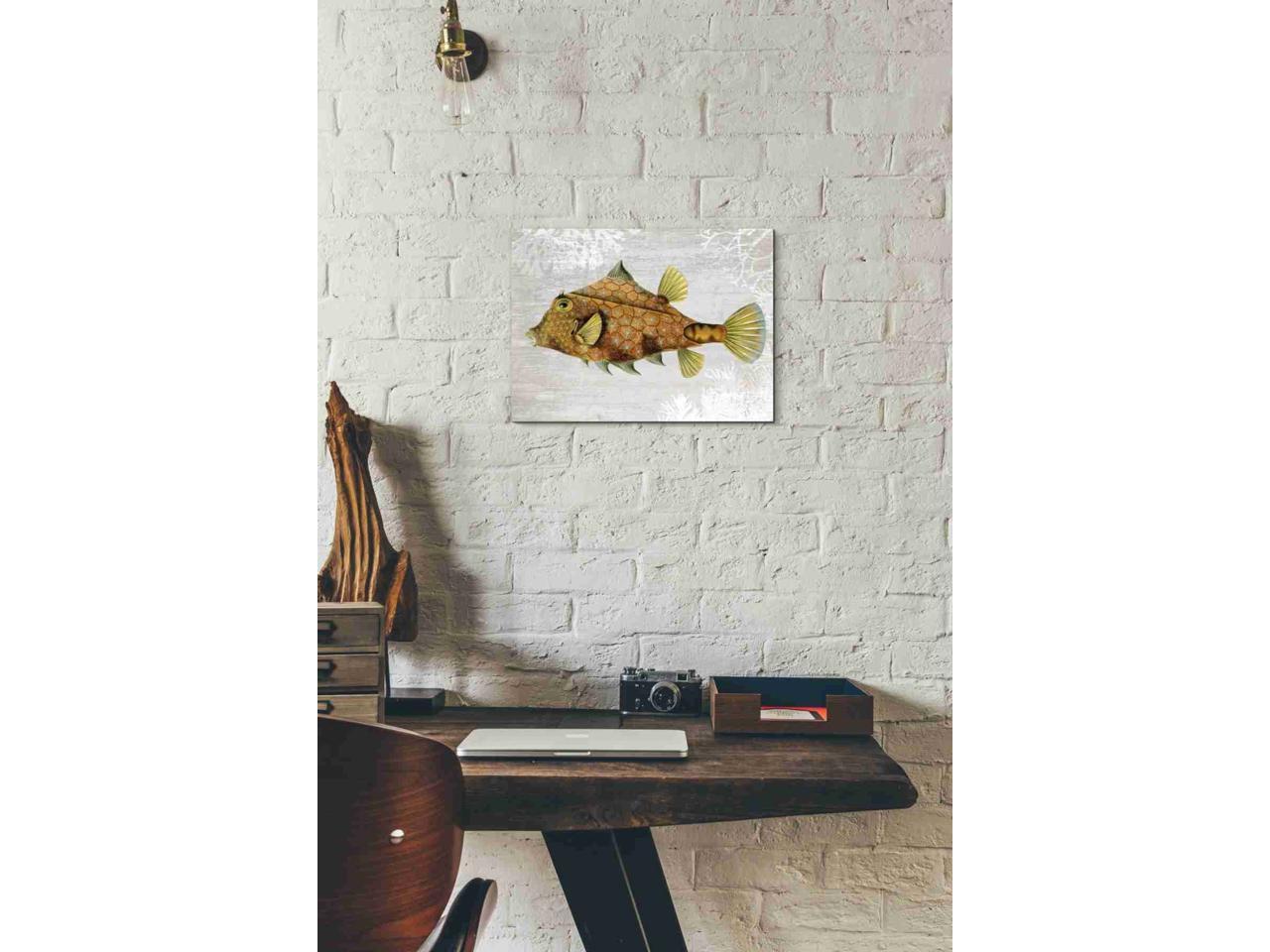 Epic Graffiti 'Gold Turret Fish' by Fab Funky Canvas Wall