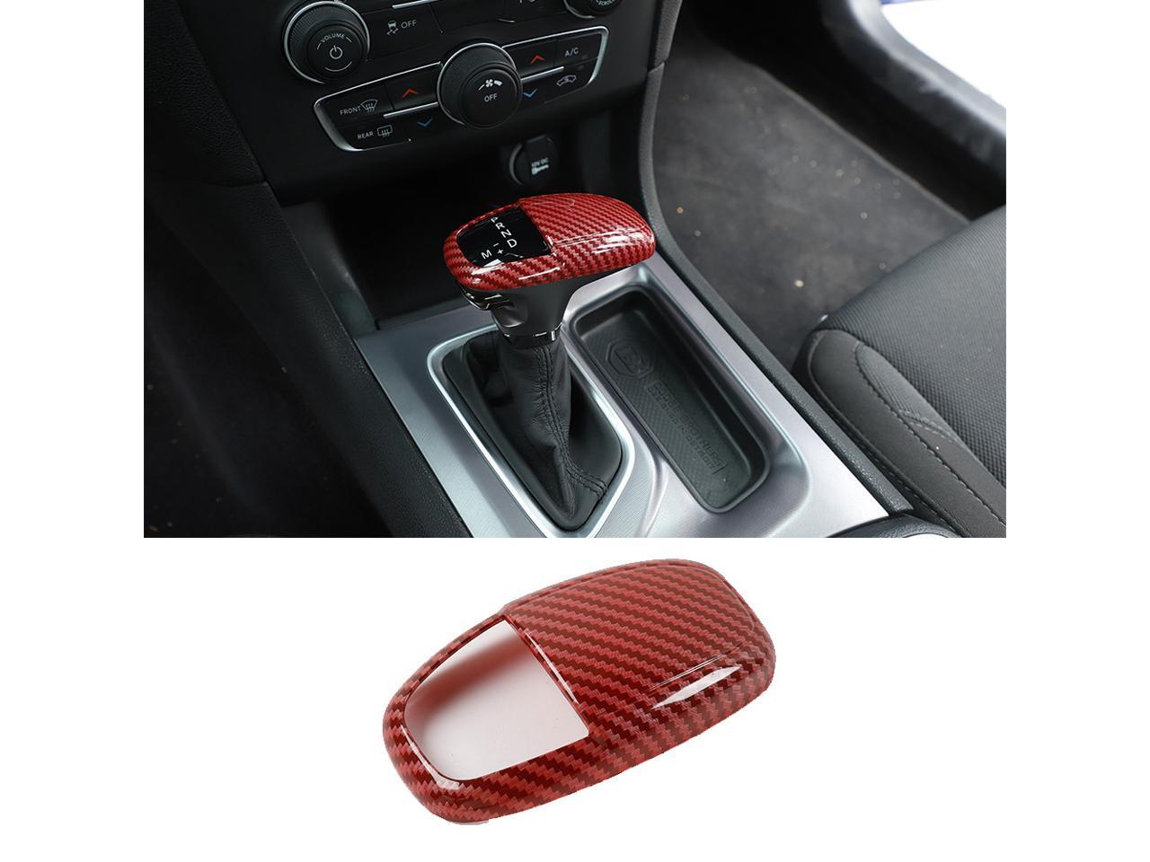 Red Carbon Fiber ABS Gear Shift Knob Decorative Cover Trim Fit for Dodge Challenger Charger 2015