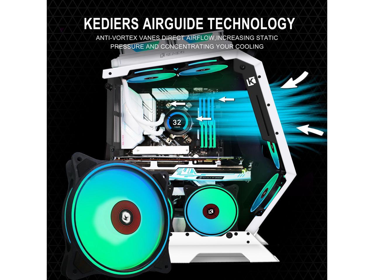 KEDIERS 7 PCS RGB Fans ATX MidTower PC Gaming Case Open Computer Tower