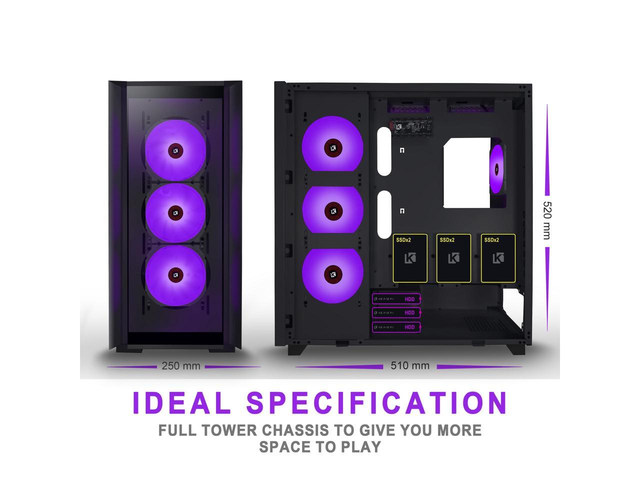 KEDIERS PC Case - C700 E-ATX Tower 3*Tempered Glass Gaming Computer ...