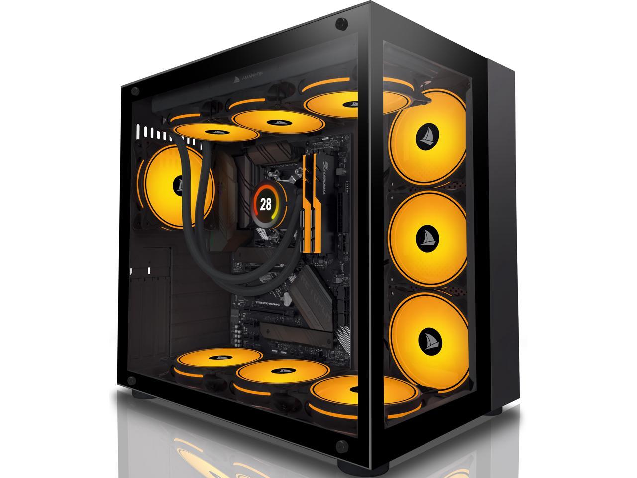 PC CASE ATX Mid Tower Case Tempered Glass Gaming Computer Case Without ARGB Fan Black