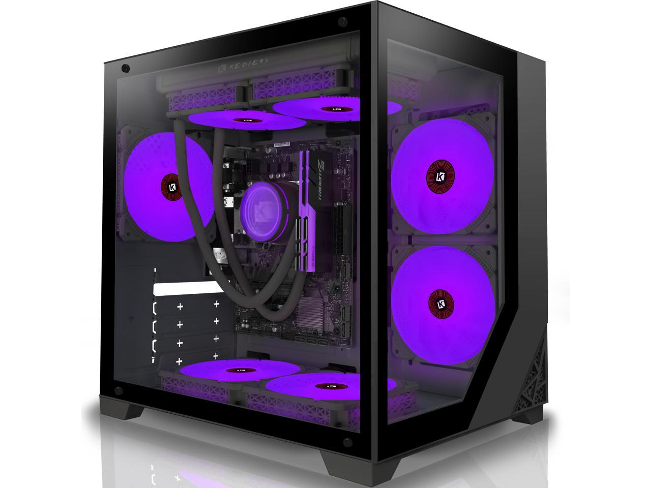 Kediers Mini Tower Pc Case 7 Argb Fans Micro Atx Gaming Pc Case With 2 