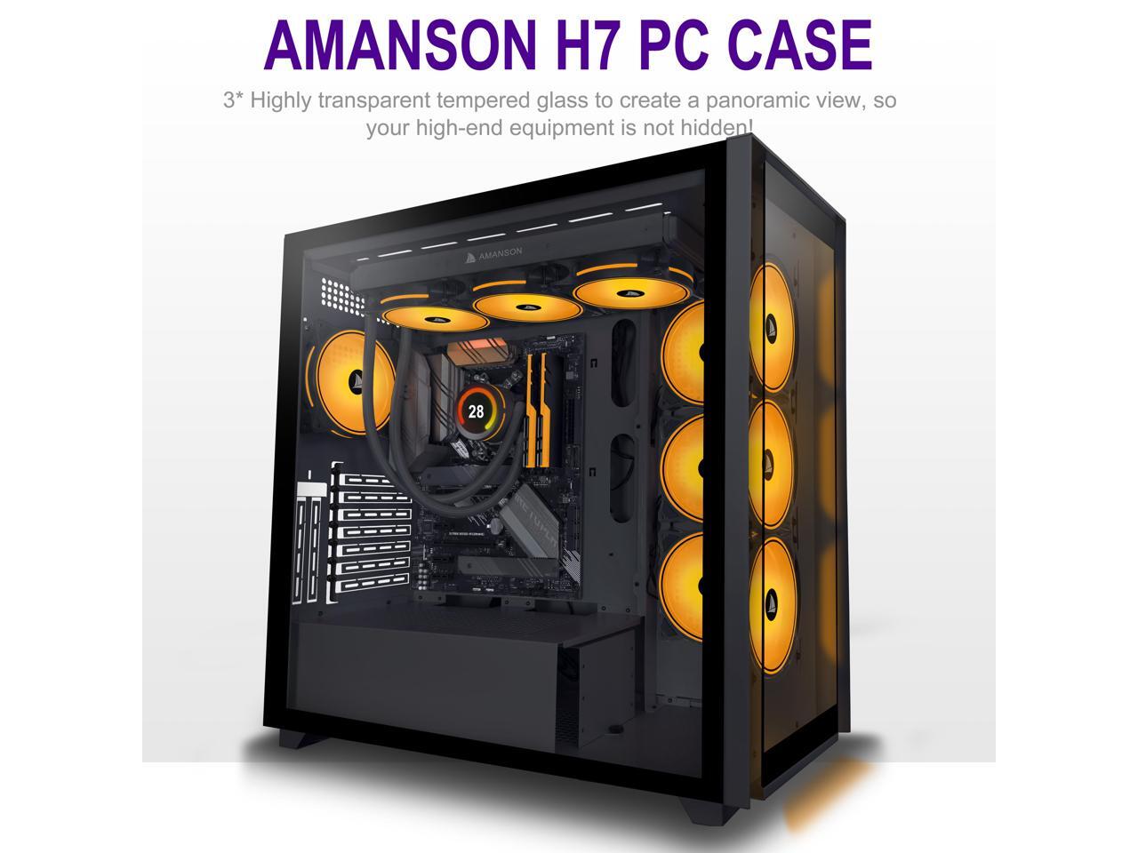 KEDIERS Gaming PC CASE MidTower EATX Case 3 Tempered Glass Panels