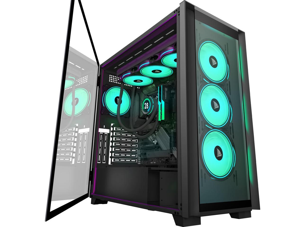 KEDIERS Gaming PC CASE MidTower EATX Case 3 Tempered Glass Panels