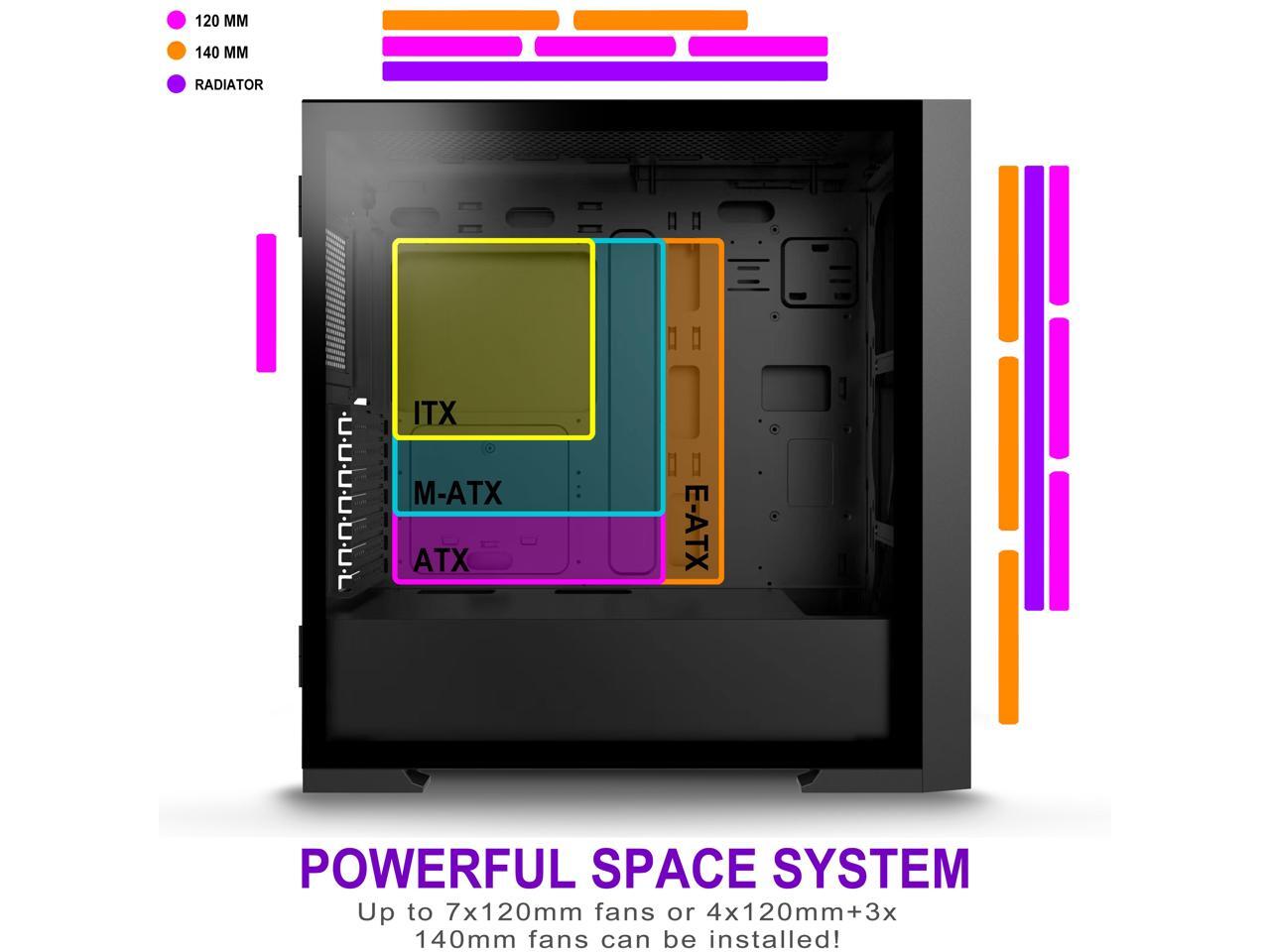 KEDIERS PC Case PreInstall 7 PWM ARGB Cases Fans, EATX Mid Tower