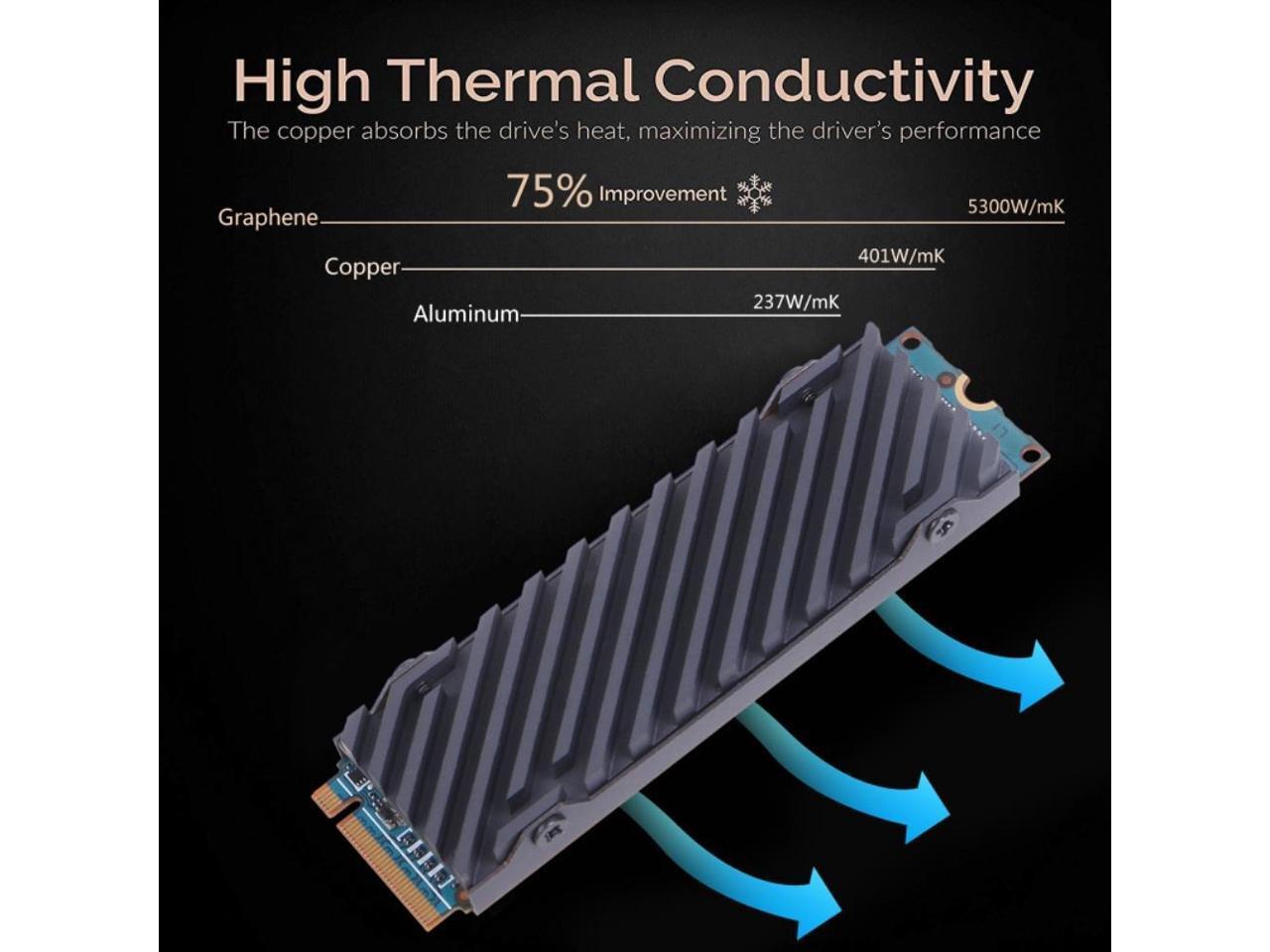 Pure copper graphene heatsink m 2 ngff 2280 pci e nvme ssd cooling