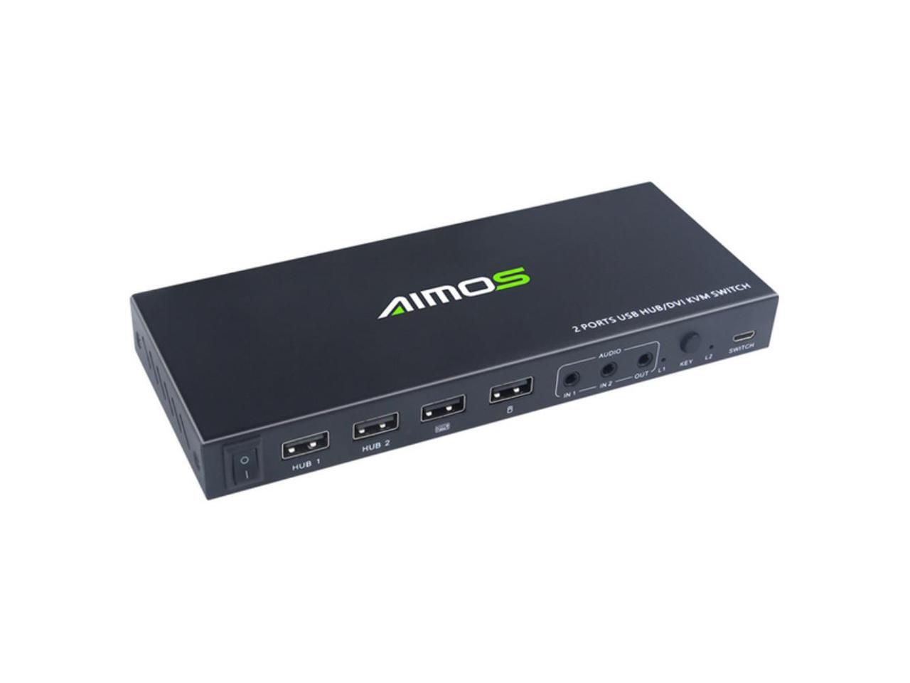 AIMOS 2 Ports DVI KVM Switch USB Switcher 2 in 1 Out
