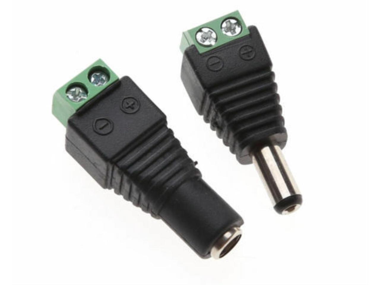 12v 5 Male 5 Female 21x55mm Dc Power Plug Jack Adapter Connector For Cctv Pv 6818