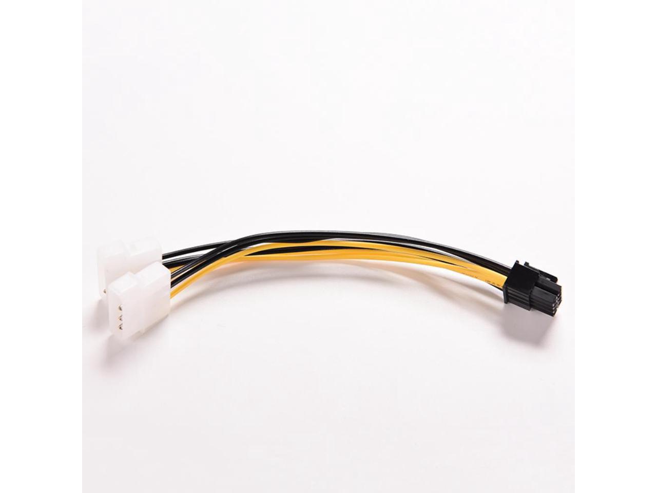 16cm 8 Pin PCI Express Male To Dual LP4 4Pin Molex IDE Power Cable Adapter NICA 
