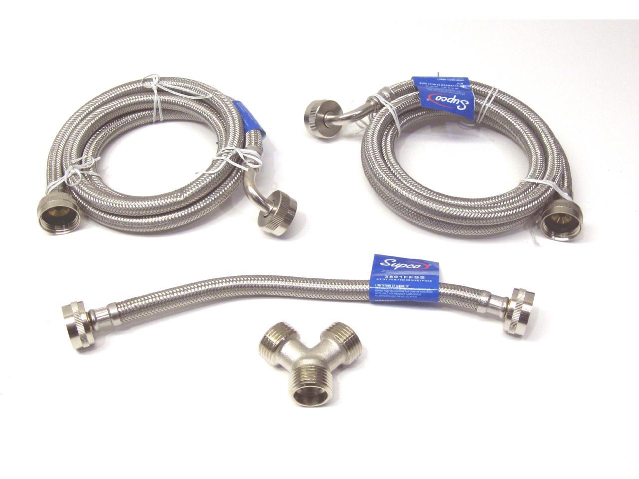 Supco WS5SSSTM Dryer Steam and Washing Machine Stainless Steel Hose Kit