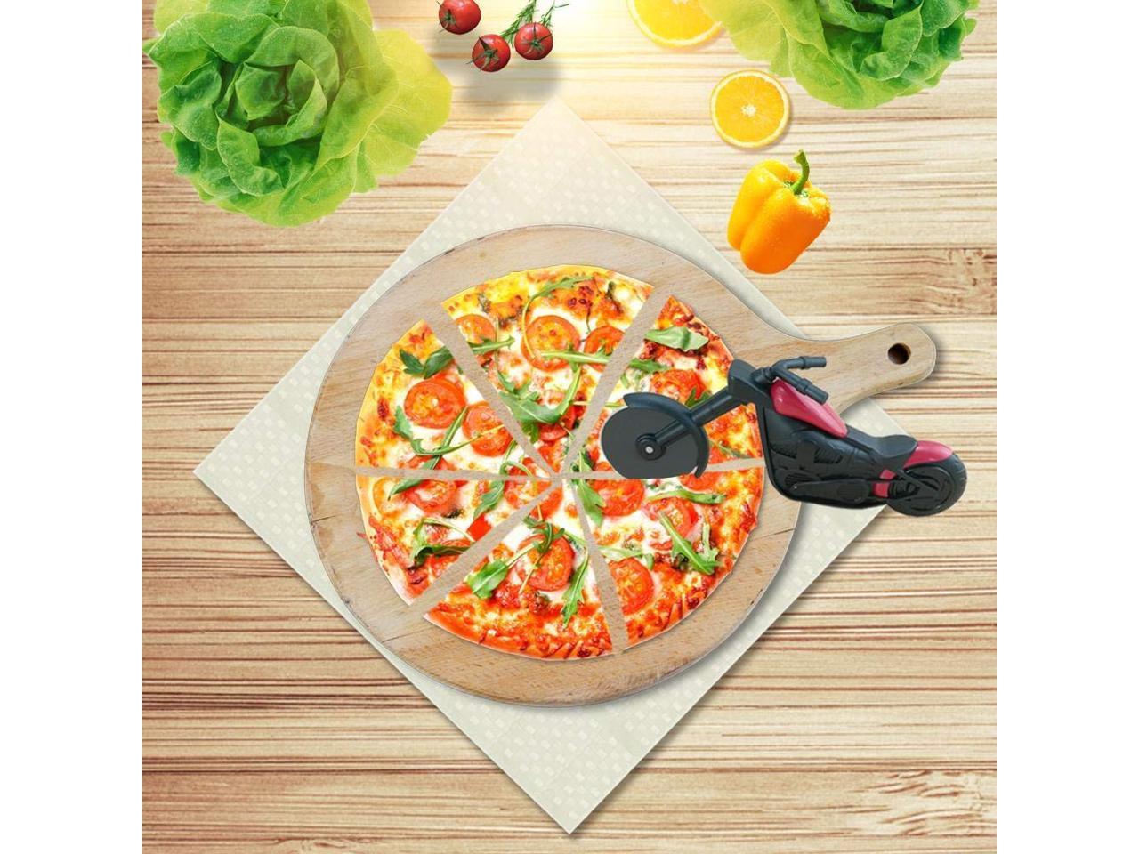 GuanDongQi Motorbike Pizza Cutter MEGIVEZ Stainless Steel Pizza Slicer Non-Stick Cutting Wheels With Prop Stand 