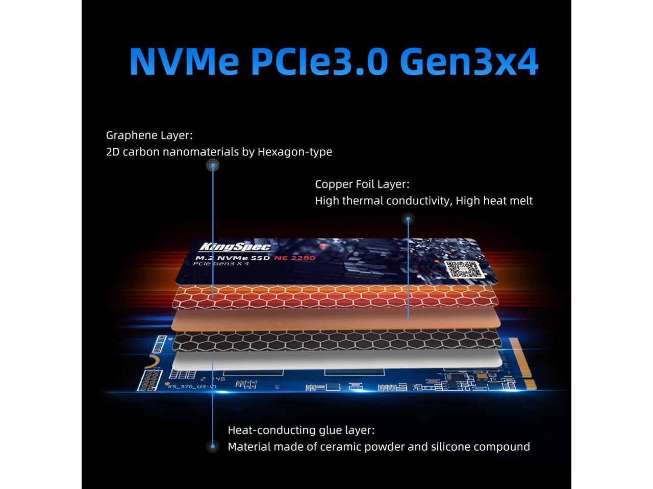 KingSpec M2 SSD NVMe 512GB M.2 2280 PCIe Gen 3.0X4 SSD Internal Solid ...