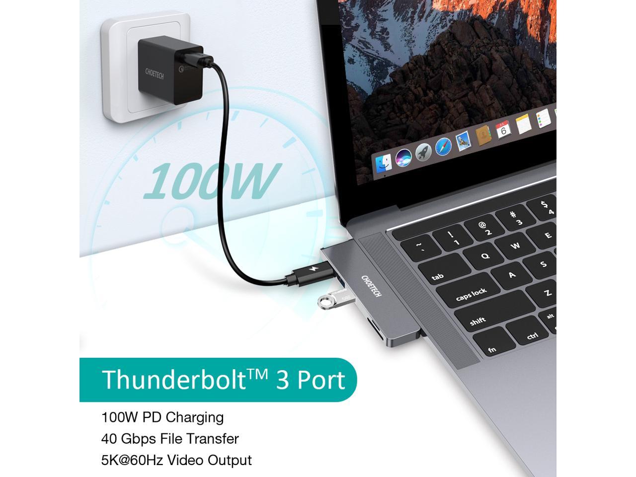 Surface Book Compatible con MacBook Pro/Air Lector de Tarjetas SD/TF USB 3.0 CHOETECH USB C Hub MacBook Pro 4K HDMI 7 en 2 Adaptador USB C Hub con Thunderbolt 3 100W PD DELL XPS 