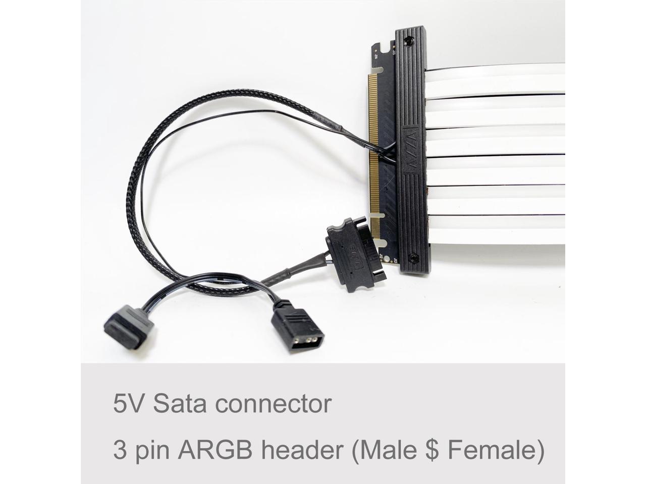 送料＆加工料込 AZZA ACAZ-2OR-I ARGB 200mm PCI-E ケーブル (180°~180°)