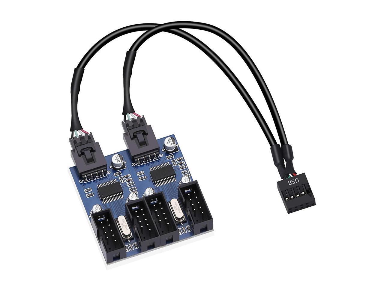 4 in 1 Internal USB Splitter Cable, Electop 9 pin USB Header Male 1 to