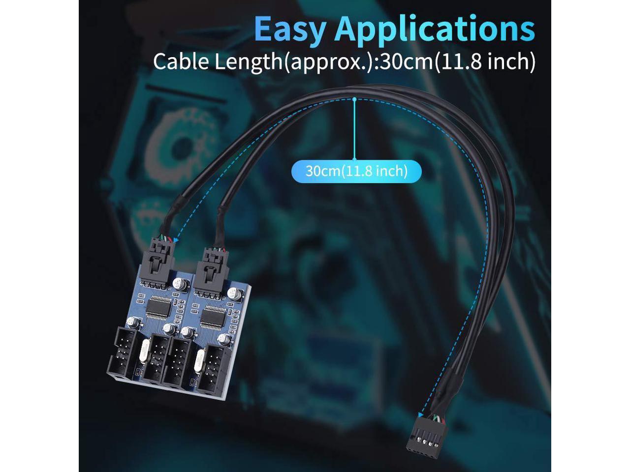 4 in 1 Internal USB Splitter Cable, Electop 9 pin USB Header Male 1 to