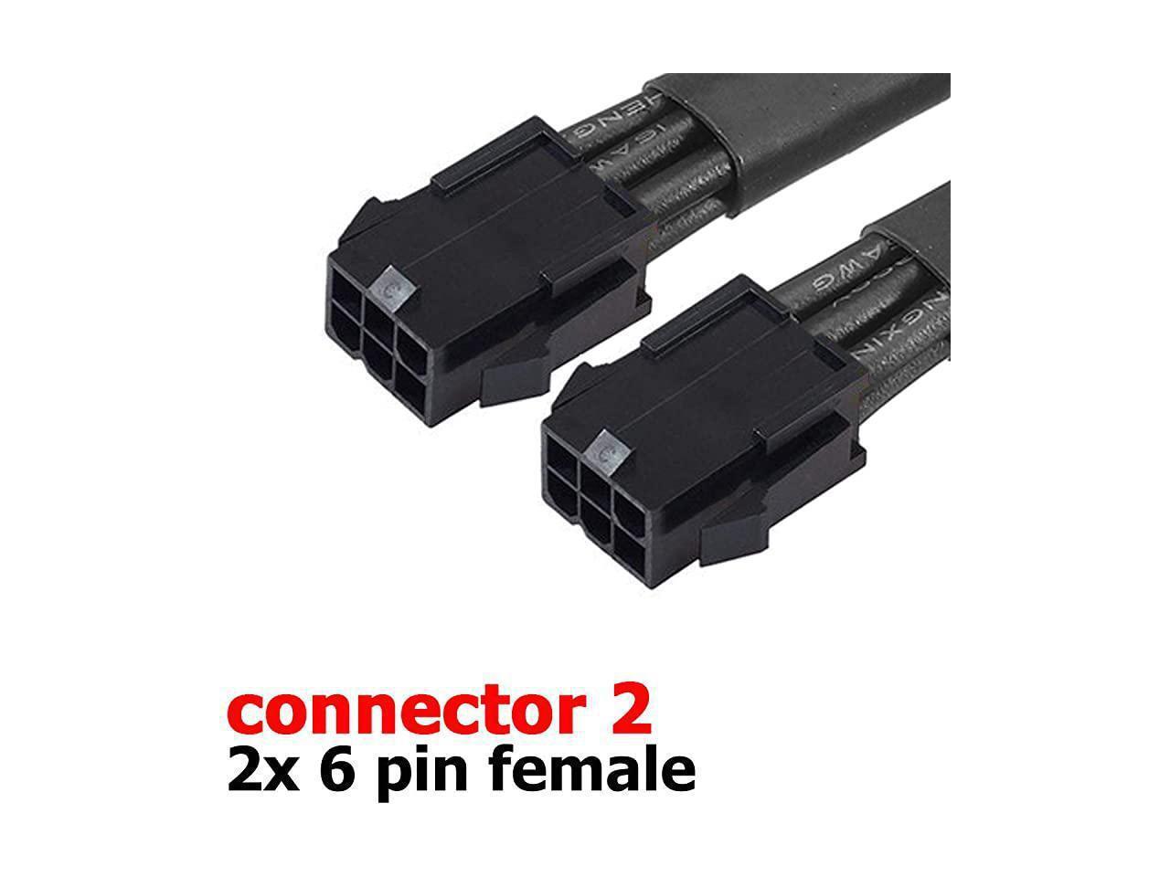 Dual 6 Pin Female to 8 Pin Male GPU Power Adapter Cable Braided Sleeved