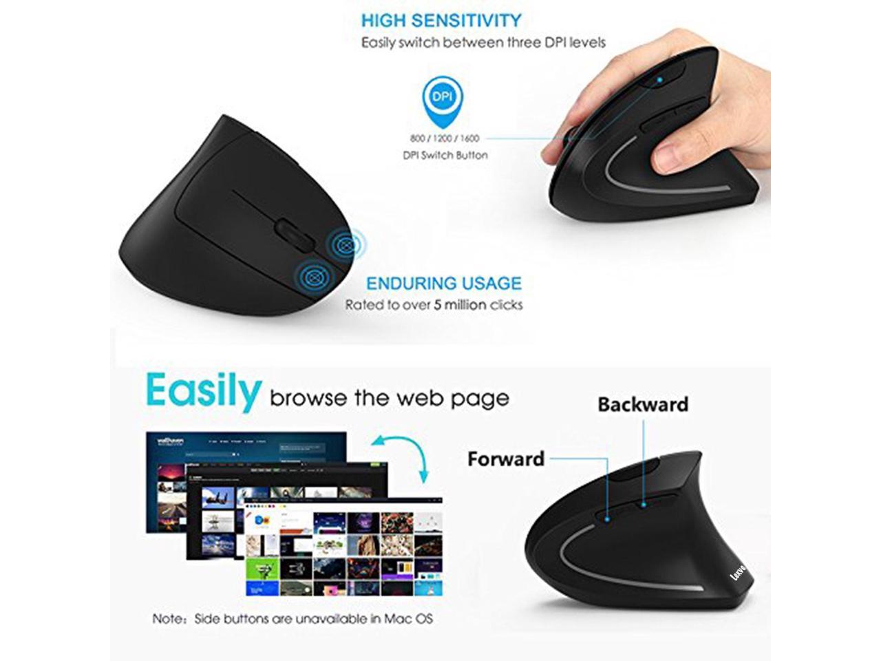 lekvey wireless left hand ergonomic vertical mouse