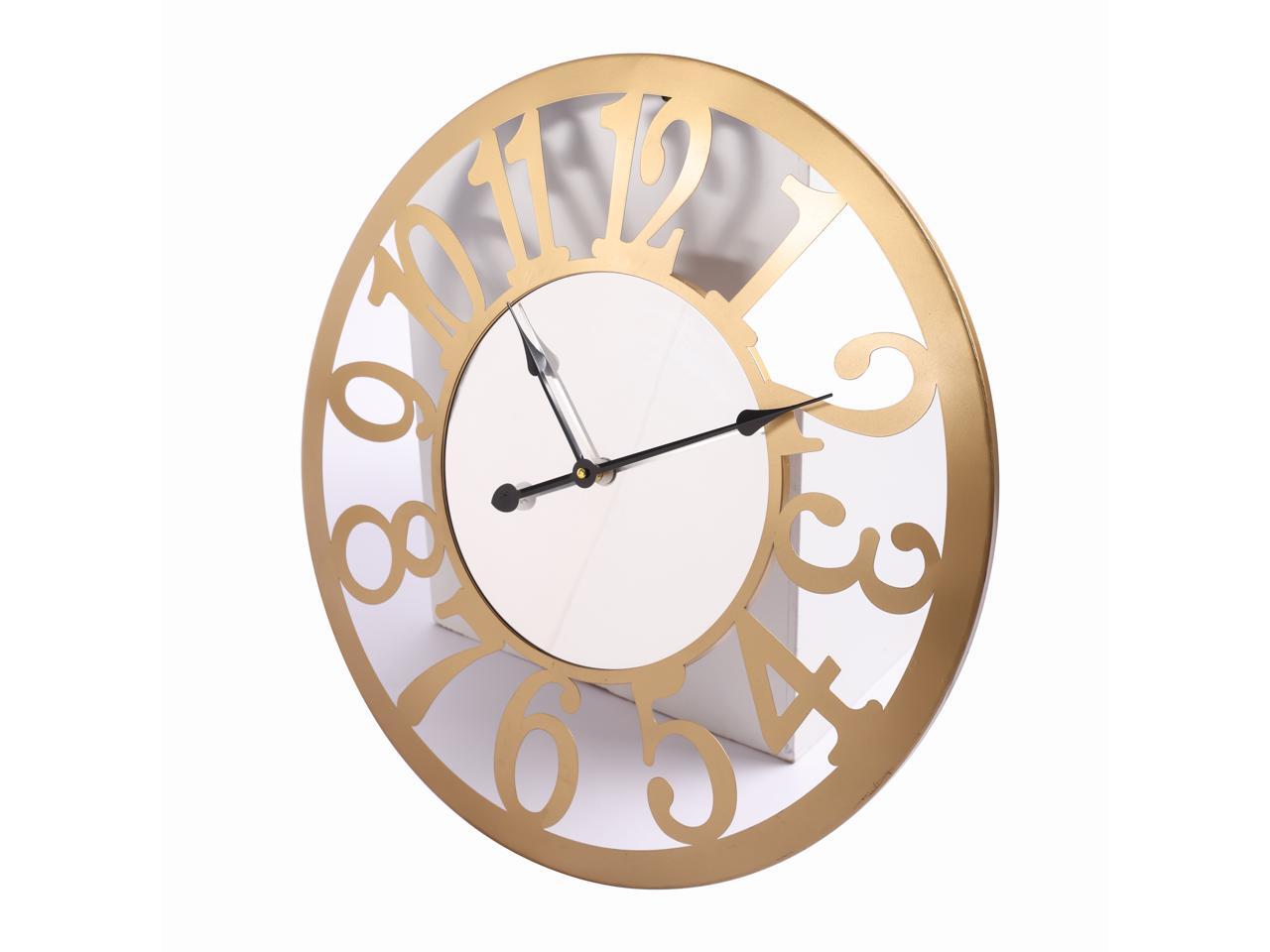 24 inch Mirrored Wall Clocks for Living Room Decor Modern Oversized