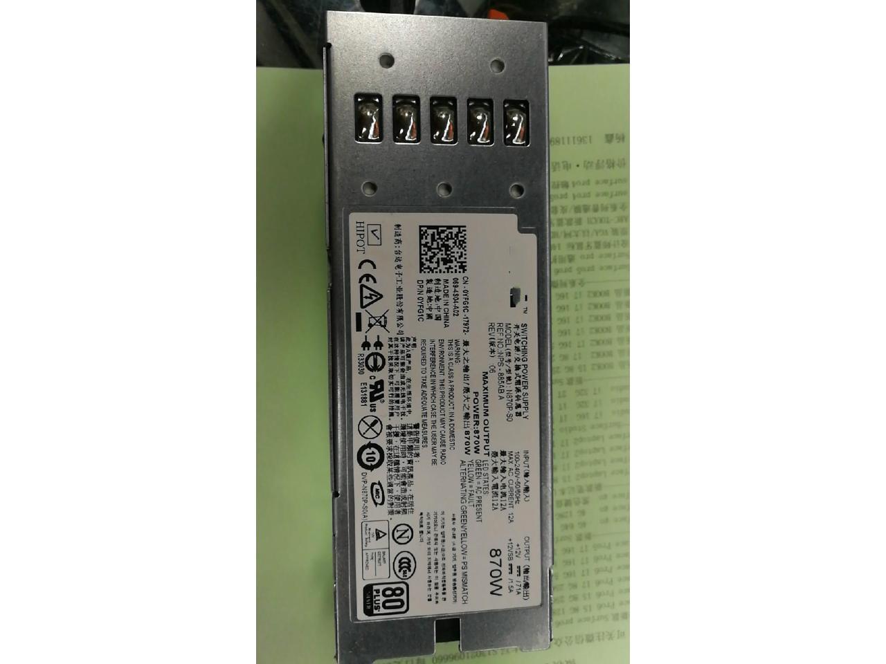 For Dell R710 T61d0 server power supply 870W power supply N870PS0