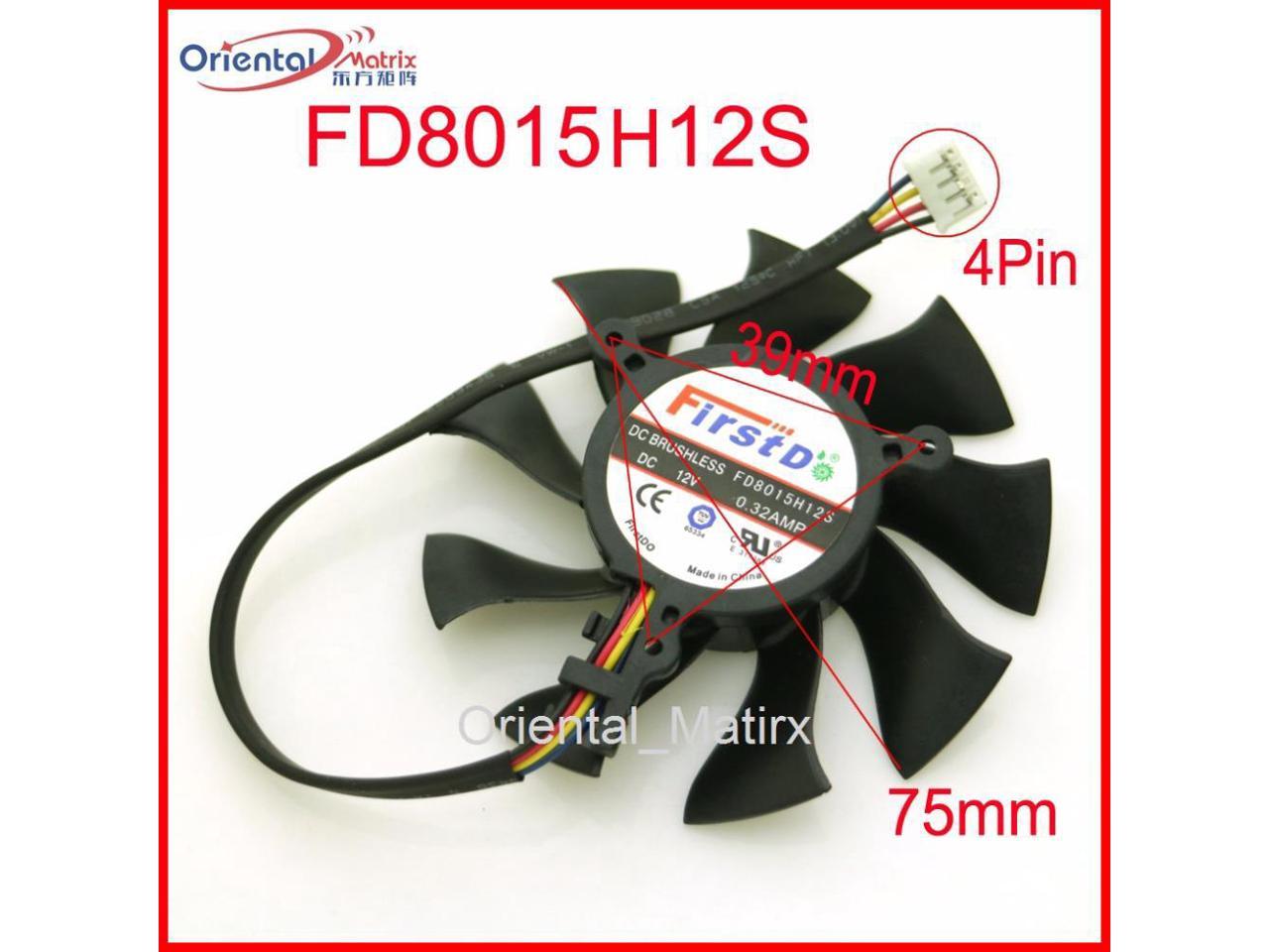 Y-QUARTER FD8015H12S 75mm 2Pin VGA Fan for Sapphire HD6850 HD4860 HD5850 HD4890 Graphics Card Cooling Fan 
