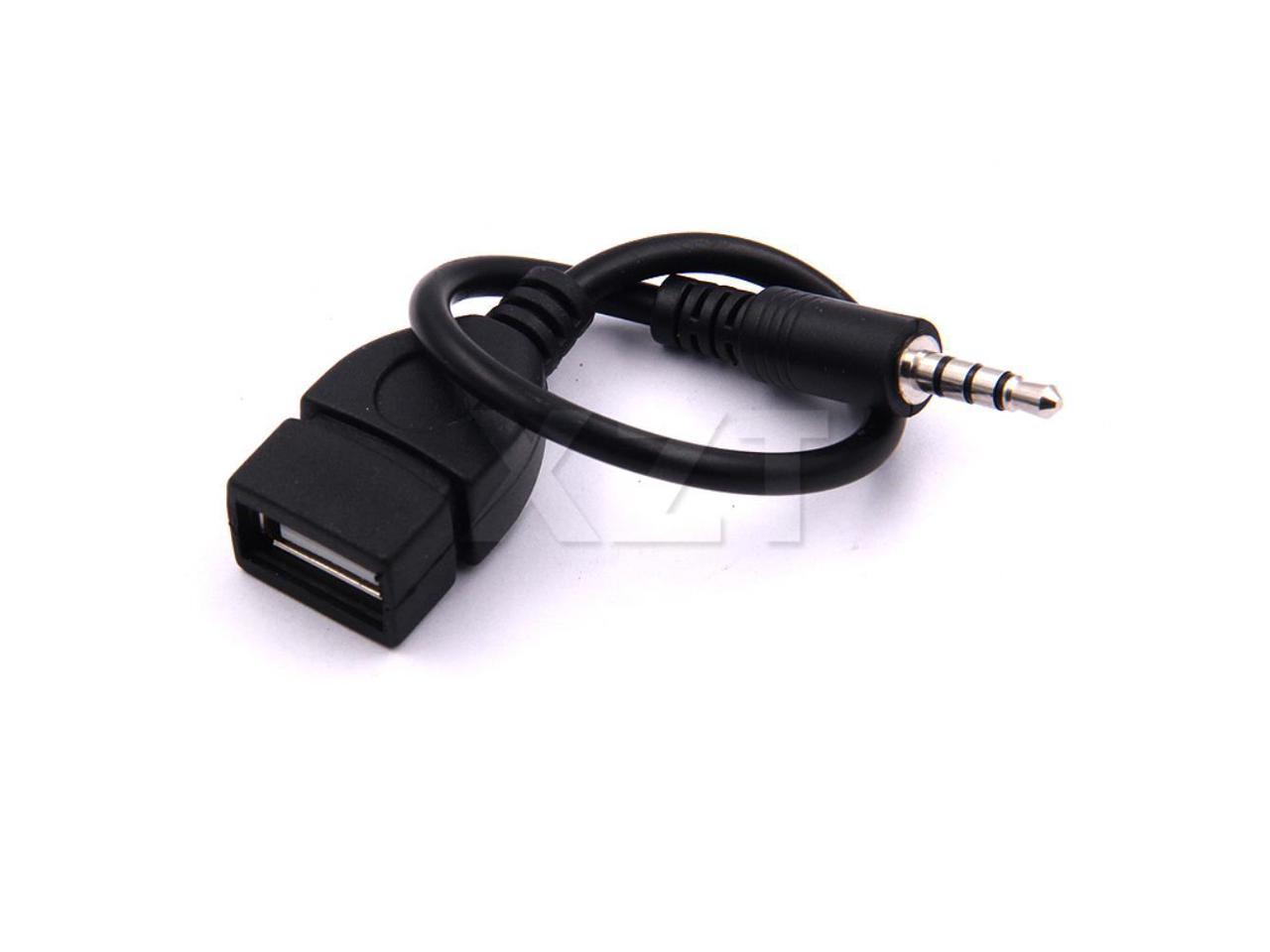 3.5mm Car Male Jack AUX Audio Plug to USB 2.0 Female Converter Cord Cable FastUS 
