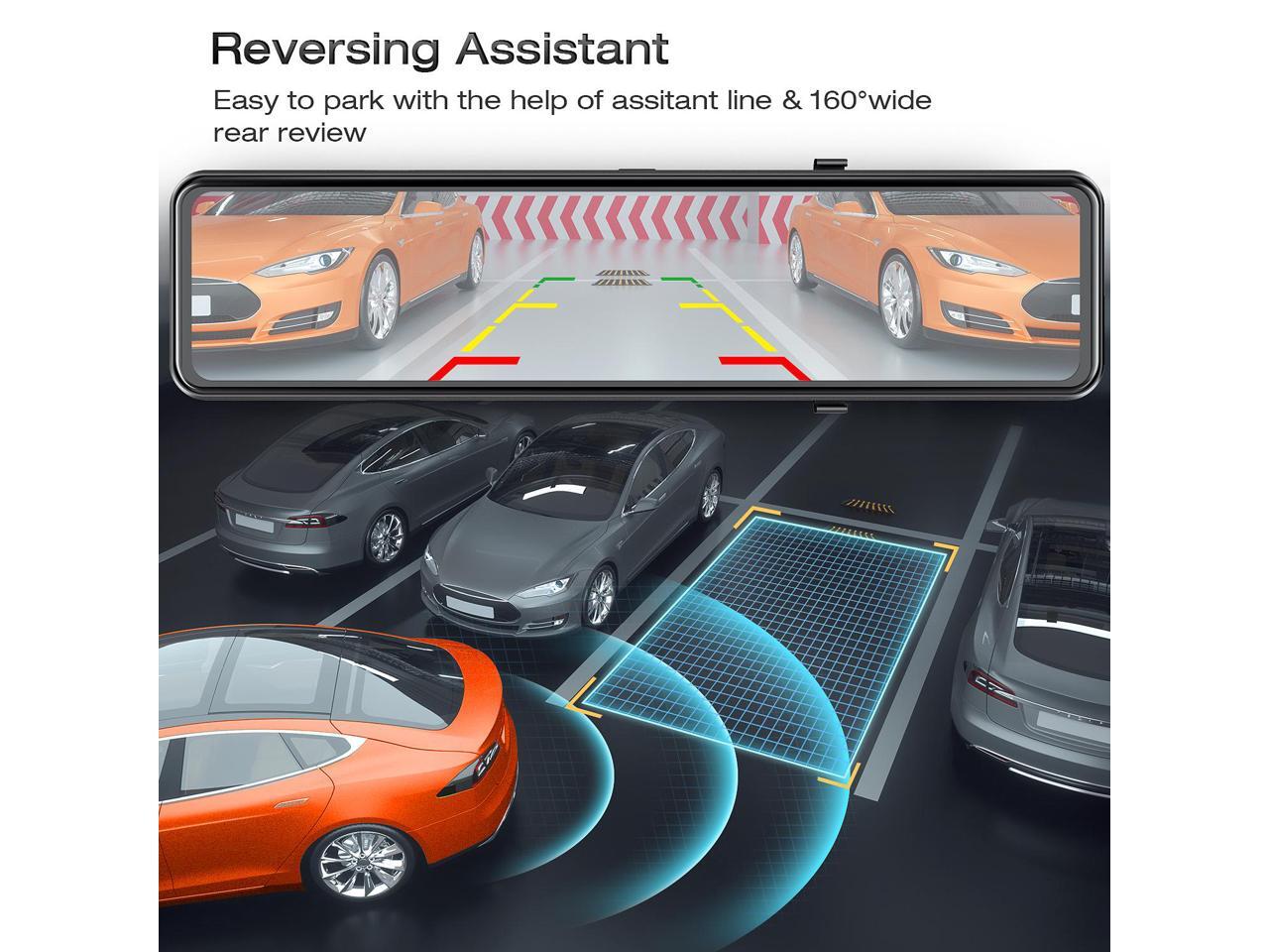 TOGUARD 4K Mirror Dash Cam GPS Full Touch Screen 12" Voice Control Dash