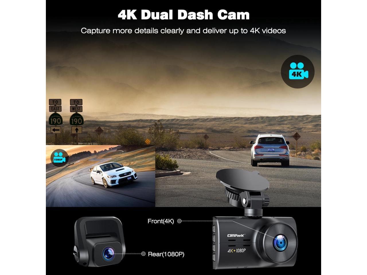 Campark Dash Cam 4K Aluminum UHD DVR Driving Recorder Camera for Car Dashboard with 3 Inches LCD 170°Wide Angle G-Sensor Parking Monitor WDR Motion Detection Night Vision