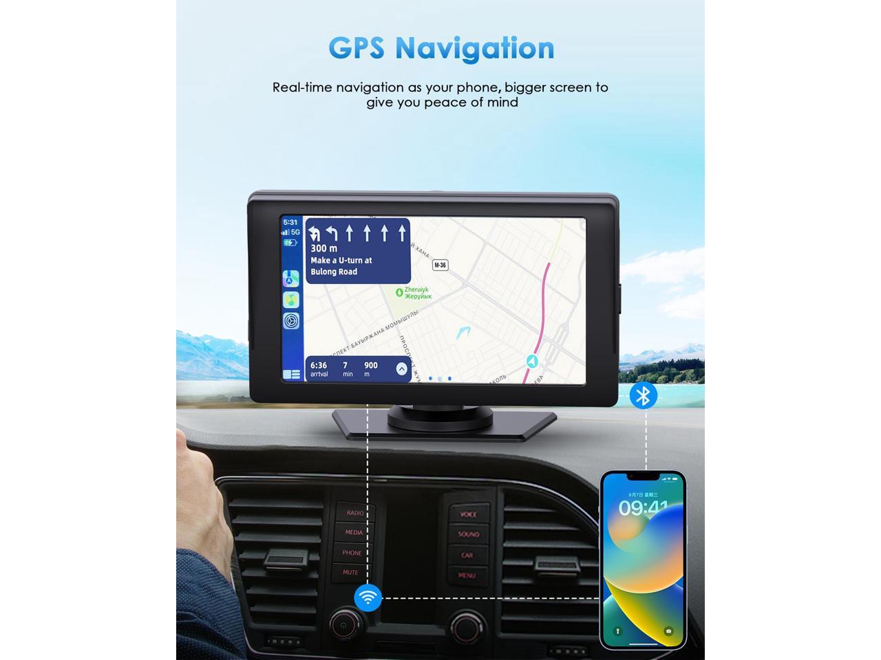 CAMPARK Wireless Apple Carplay Car Stereo, Portable Dash Mount Android