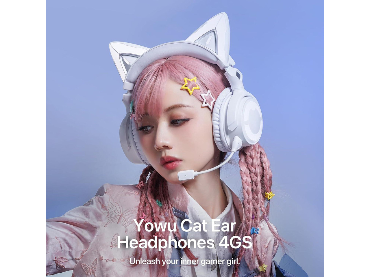 YOWU RGB Cat Ear Headphone 4, Upgraded Wireless & Wired Gaming Headset