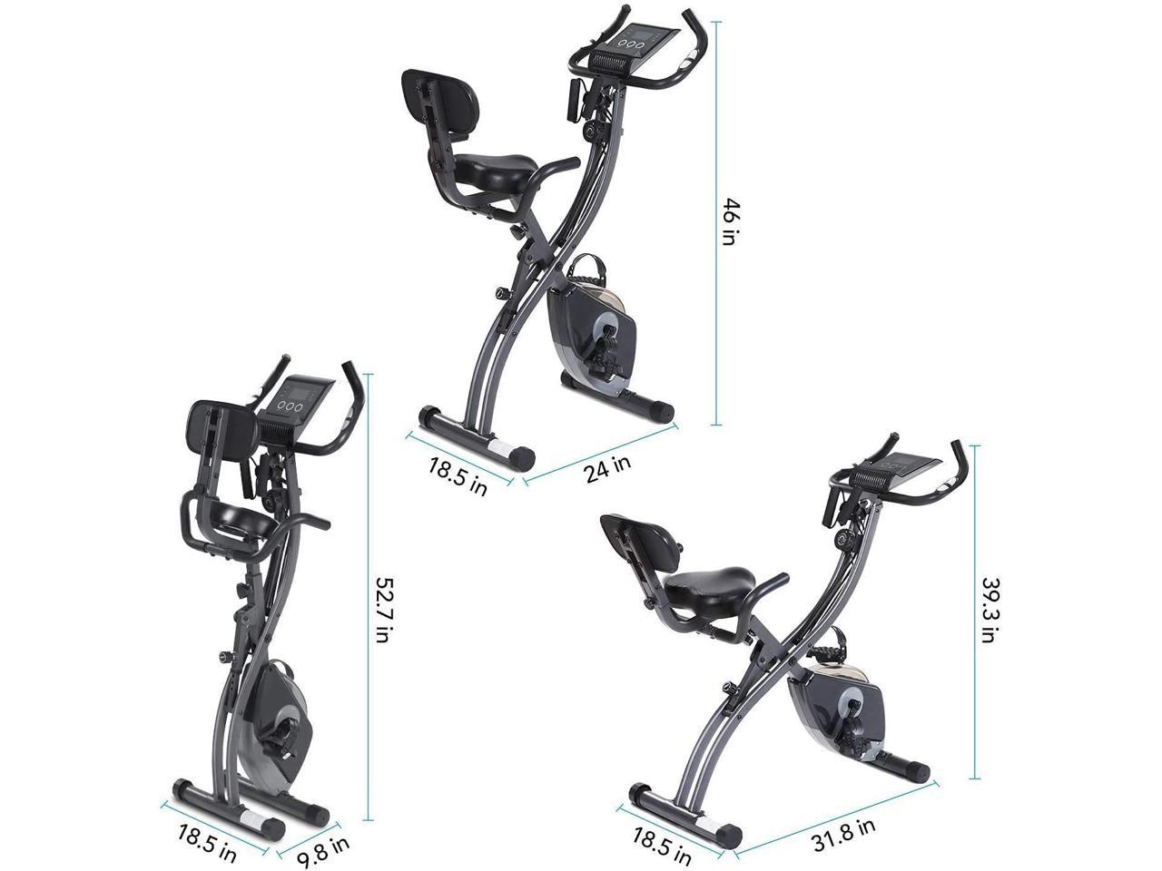 Perfect for Home Use MaxKare Folding Magnetic Upright Exercise Bike w/Pulse Sensor/LCD Monitor Indoor Cycling Bike Stationary Bike Recumbent Exercise Bike with Arm Resistance Bands