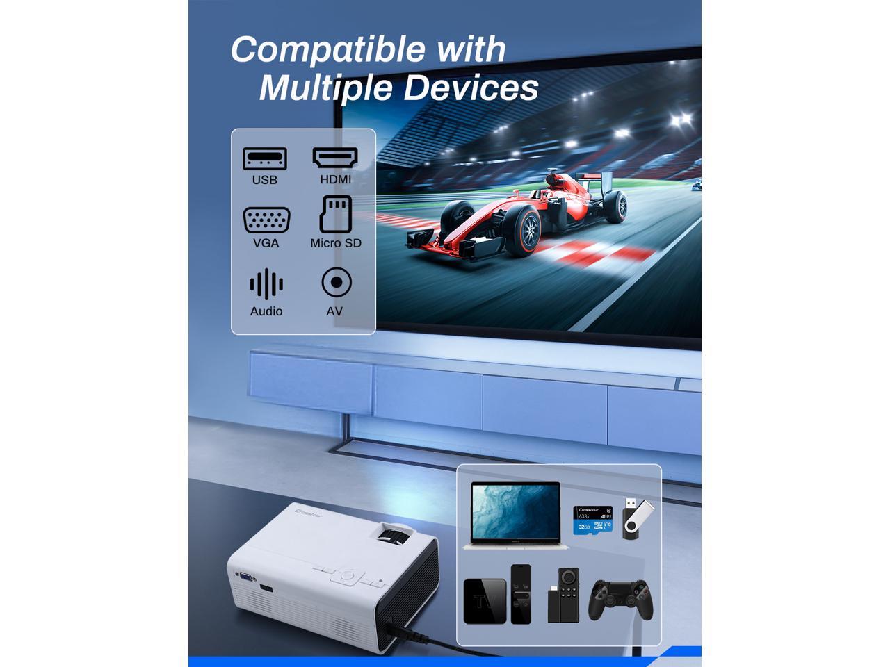 Crosstour P600 Mini Projector Portable Movie Projector Support 1080P