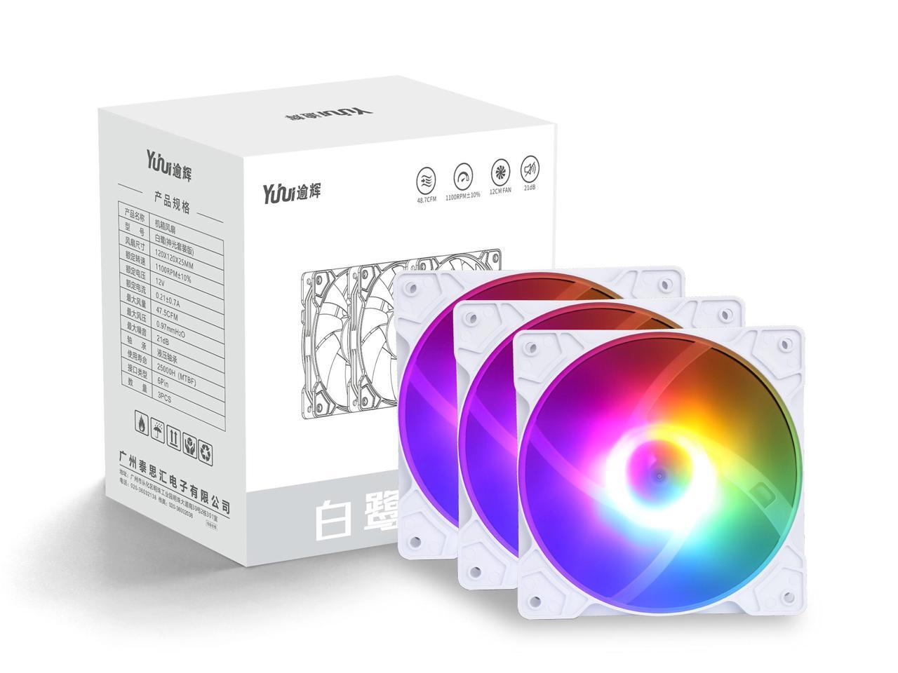 SAMA BLW 3 IN 1 ARGB fan kt White 120mm LED Case Fan, High Performance PC Case Fan With 6P FAN