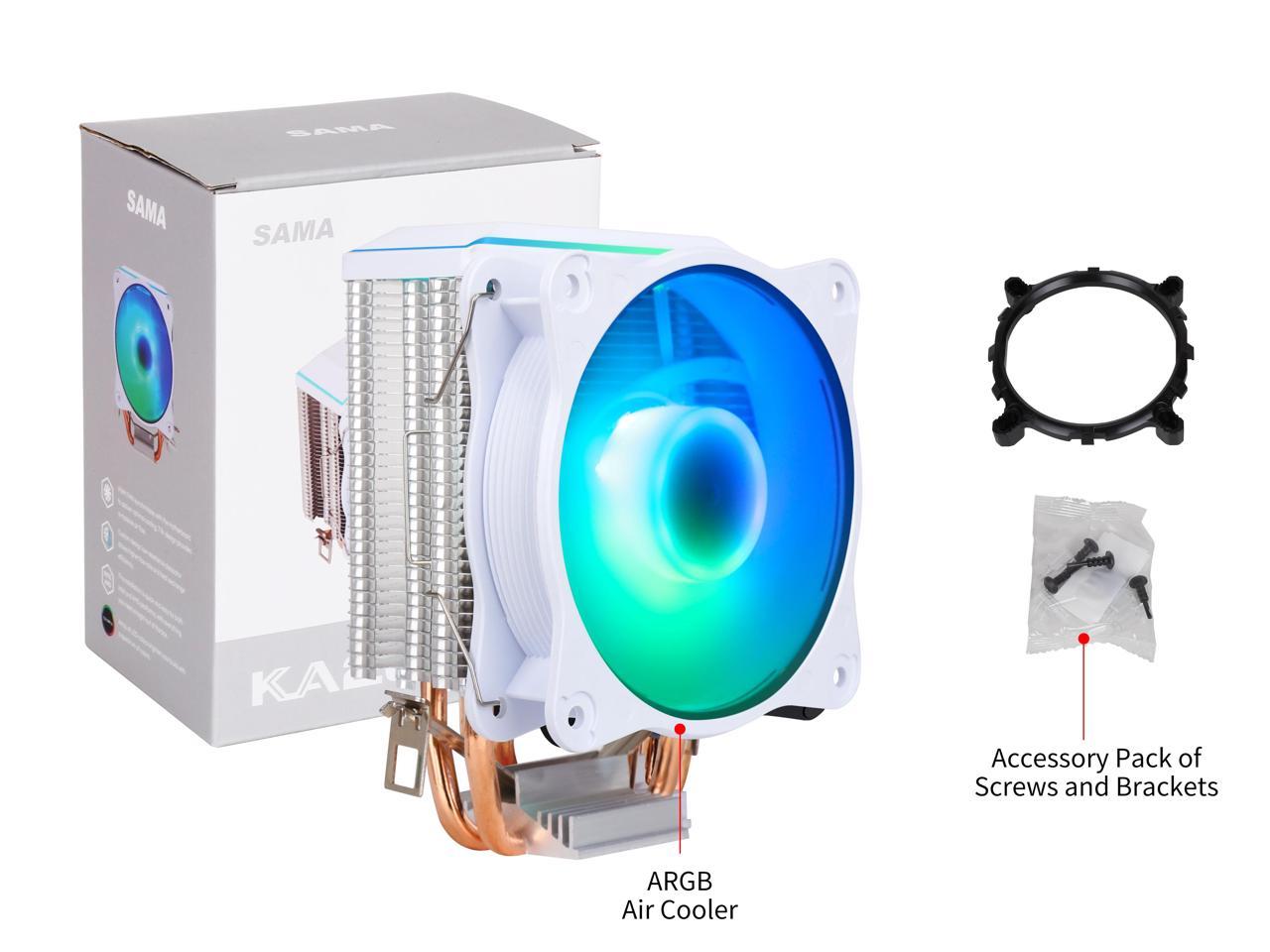 Sama Ka200dw Rgb Cpu Air Cooler With 9cm Fan 2 Copper Heat Pipes For Amd Intel Universal Gaming 3320