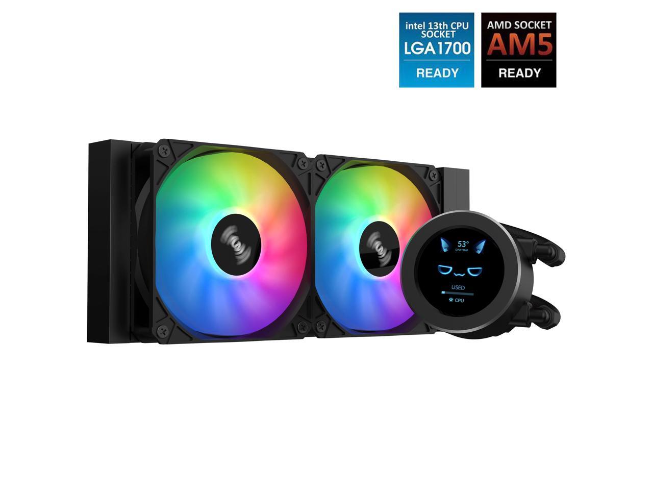 SAMA 240mm ARGB CPU Liquid Cooler With LCD Screen Temperature Display