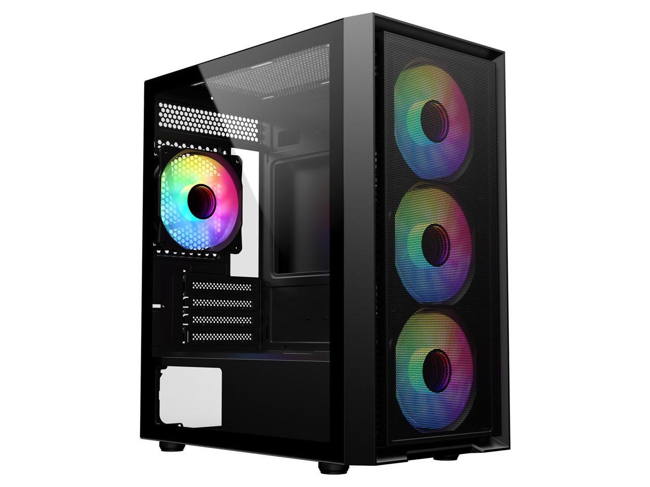 SAMA M203 Black Tempered Glass Micro ATX Mid Tower Gaming Computer Case ...