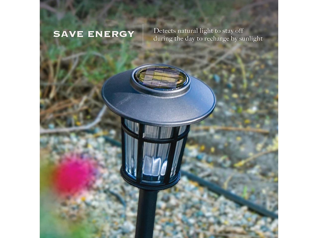 Landia Home Solar Pathway Lights Stainless Steel with Decorative Glass Large Size Solar Lights