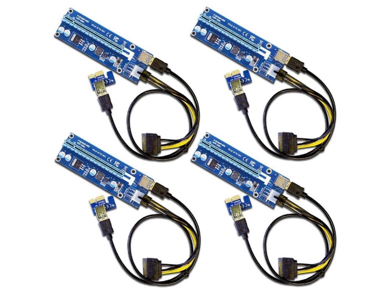 6Pcs USB PCI Express 1x to 16x Extender Riser Card Adapter 6Pin Power CableV2017 