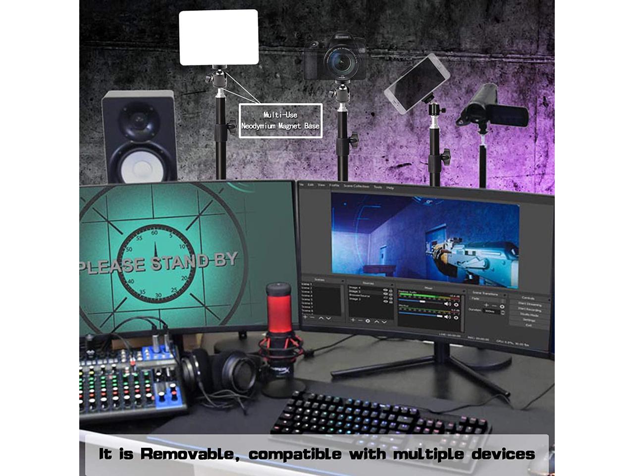 LED Desk Bi-Color Video Light Wireless Remote 2700K-5700K Dimmable Studio Photography Lighting with C-Clamp Stand 