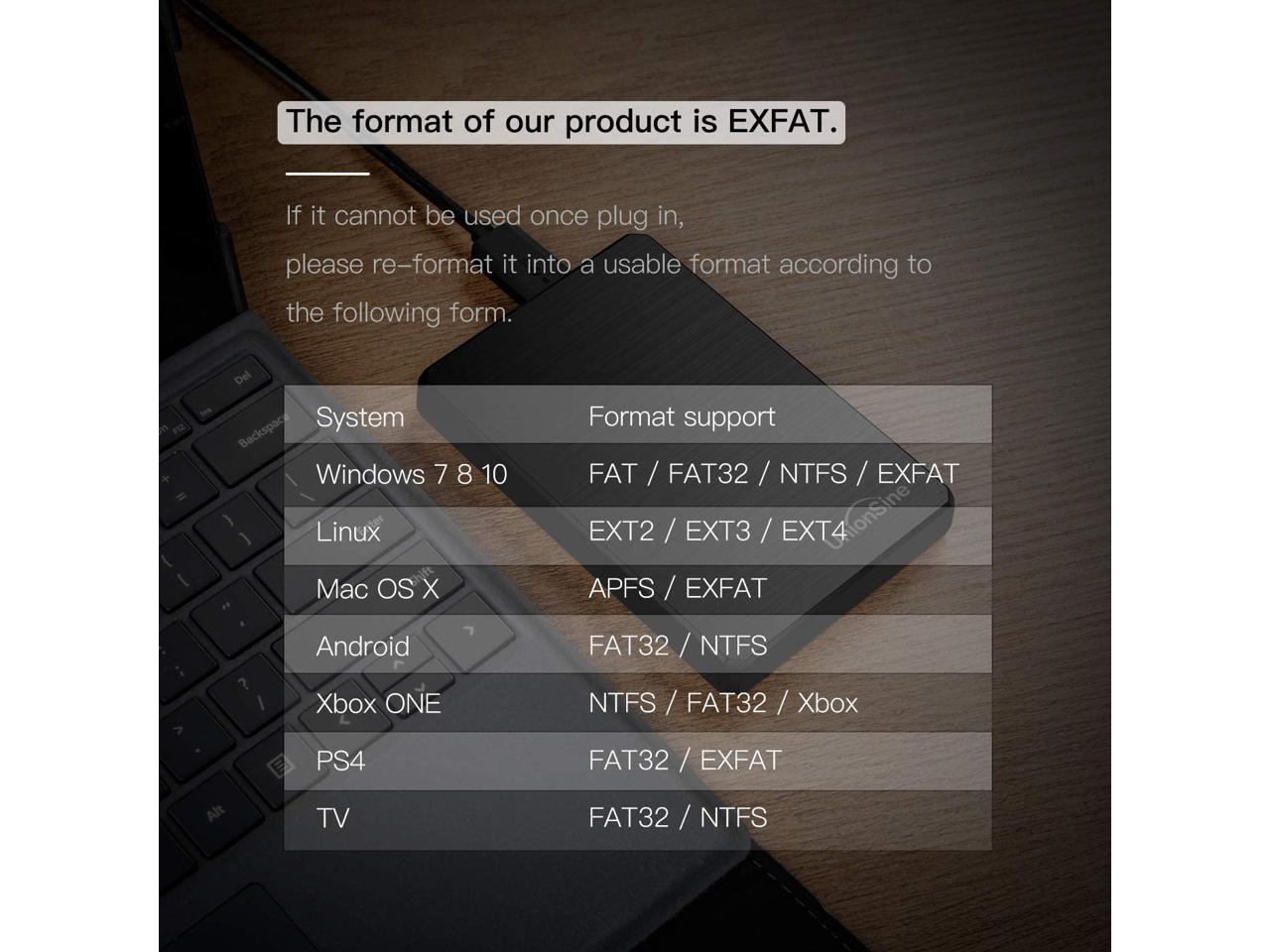 UnionSine 1TB Ultra Slim Portable External Hard Drive USB3.0 HDD