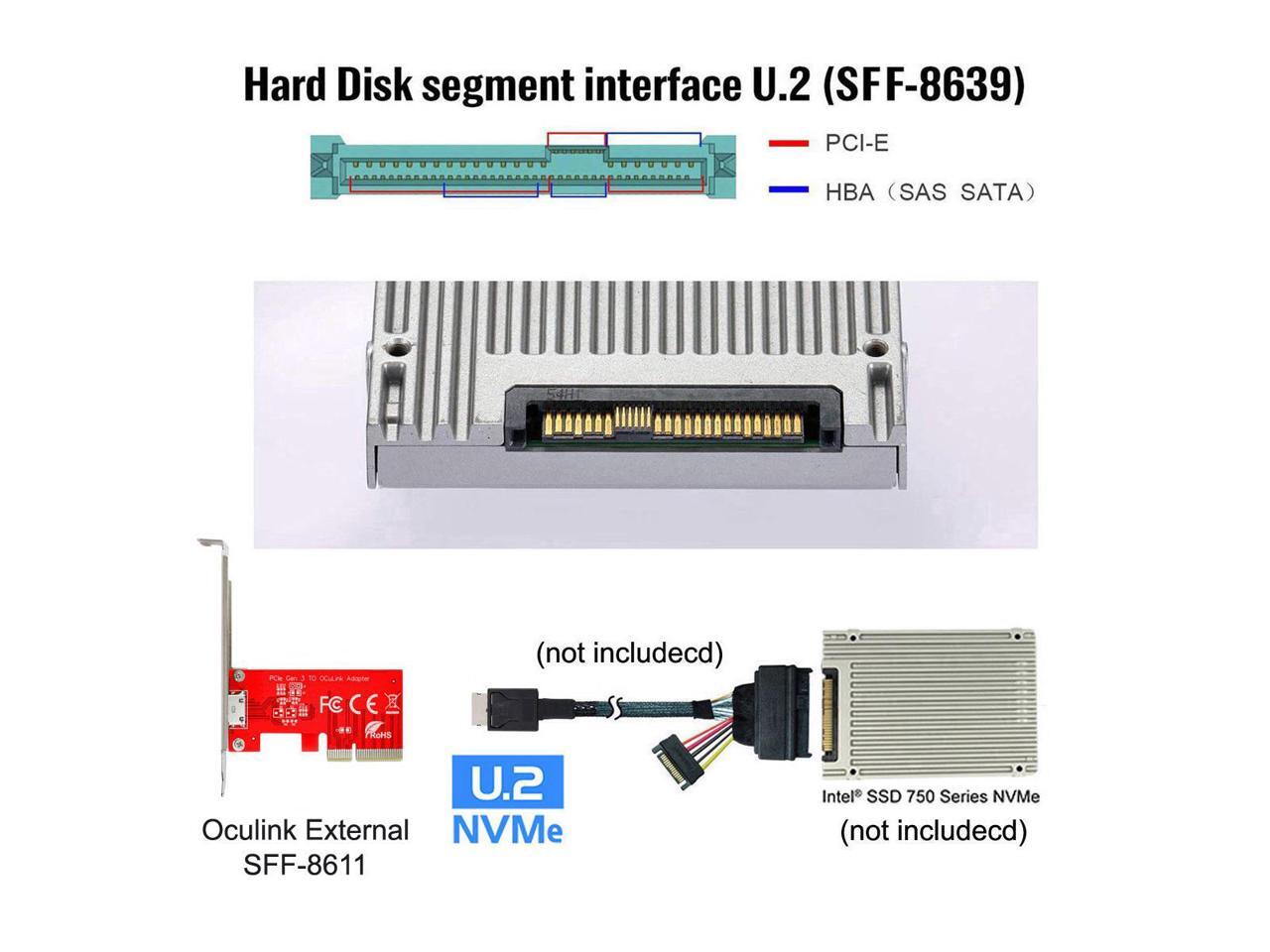 SFF-8611 Adapter PCIe SSD Express 4.0 x4 to Oculink PCI-E 3.0 External ...