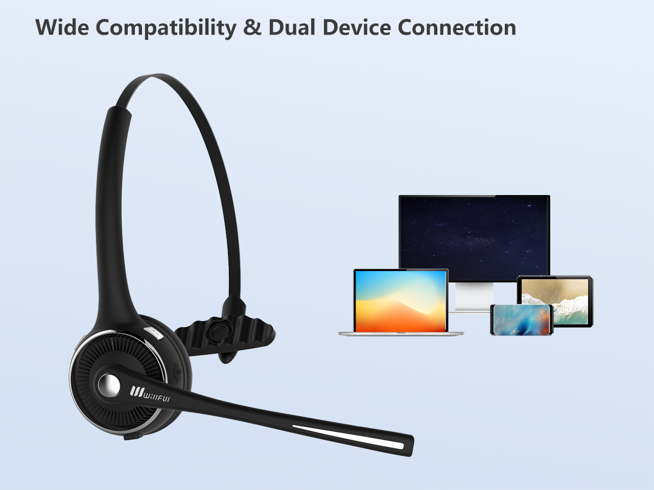 Trucker Bluetooth Headset,Willful Wireless Headset with Microphone