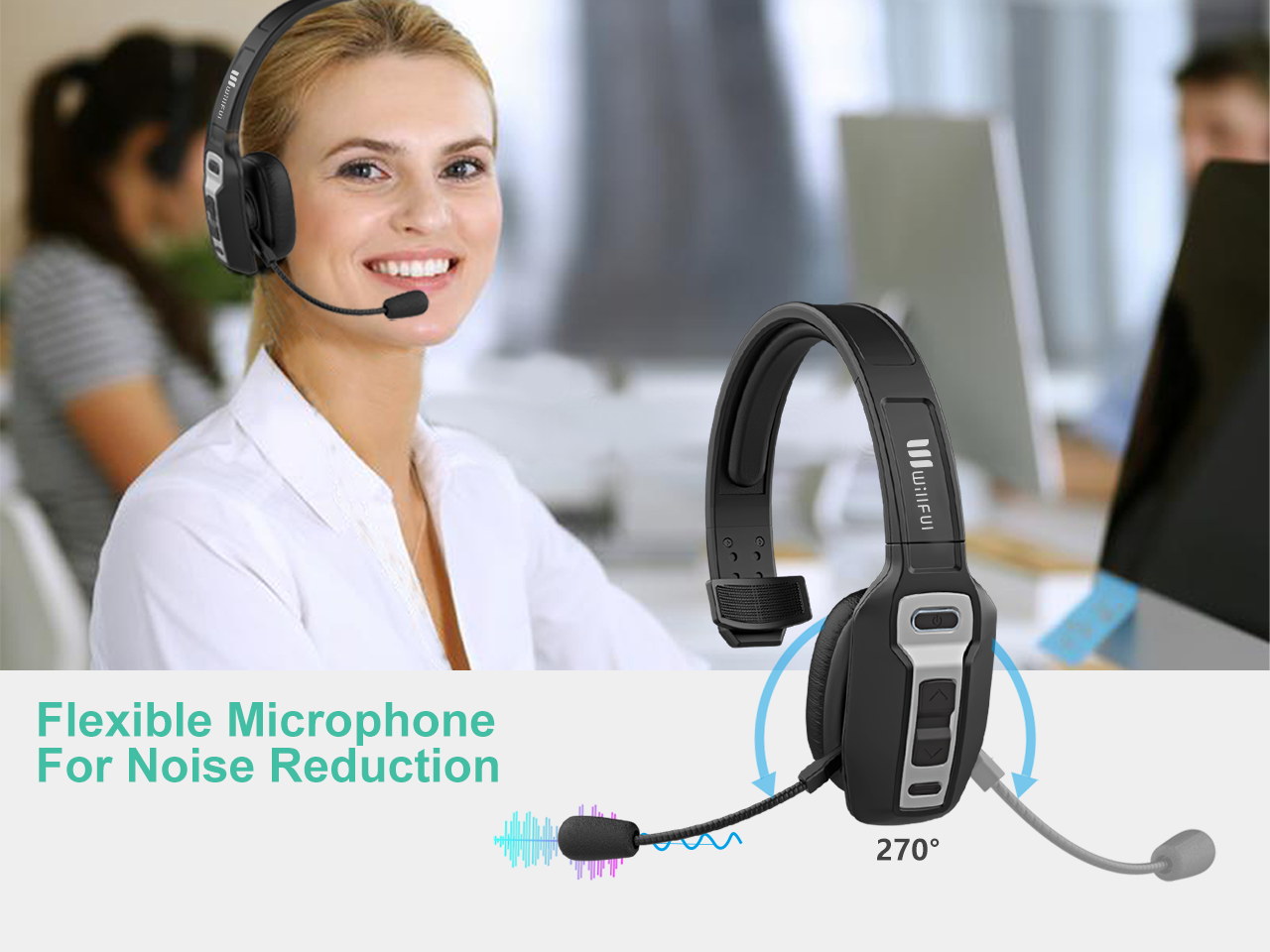 Bluetooth Headset, Willful BT 5.0 Wireless Headset with Microphone