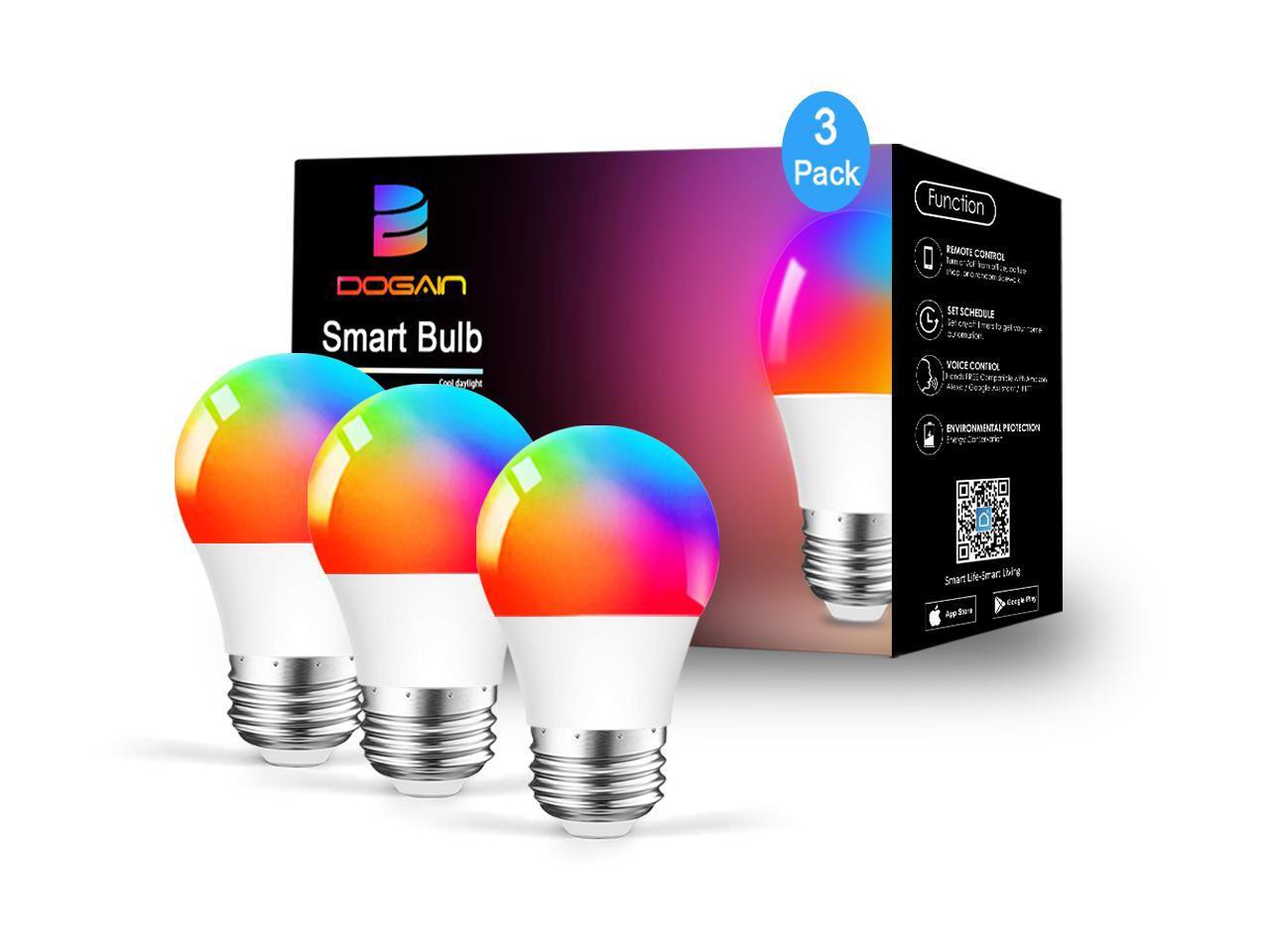 DOGAIN Smart Light bulbs A15 E26 Base WiFi Dimmable Color Changing LED