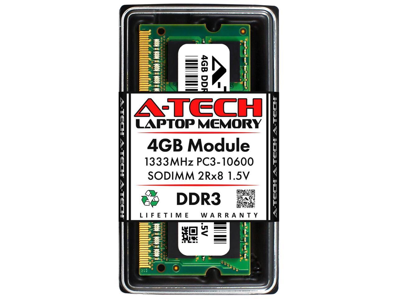 A-Tech 4GB Replacement for DELL A5039656 DDR3 1333 MHz SODIMM PC3-10600 2Rx8 1.5V 204-Pin Non-ECC Unbuffered Laptop & Notebook RAM Memory Module 