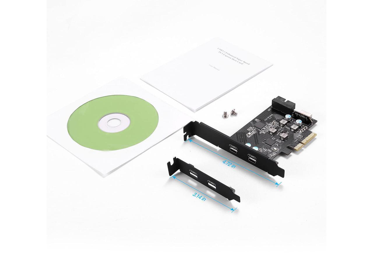 USB C PCIe Expansion Card SuperSpeed 10gbps with 2 USB C and 2 Internal